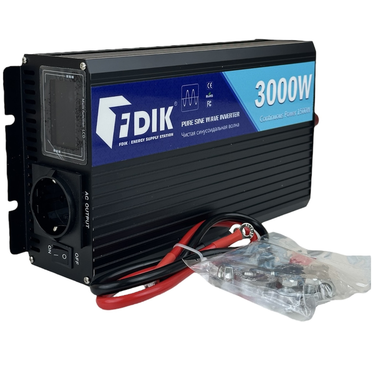 Інвертор з чистою синусоїдою 12-220В 1500Вт з піковою потужністю 3000Вт