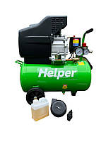 Низкошумный компрессор для гаража воздушный 24 л, 215 л/мин Helper HPAC-24L 1,8 кВт одноцилиндровый