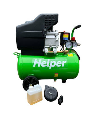 Низькошумний компресор для гаража повітряний 24 л, 215 л/хв Helper HPAC-24L 1,8 кВт одноциліндровий, фото 1