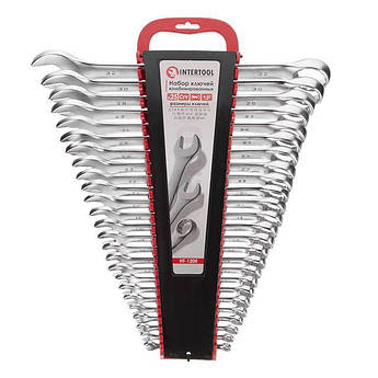 Набір комбінованих ключів INTERTOOL HT-1205, хром-ванадієві ключі 25 шт (6-32 мм), комплект ключів для ремонту