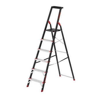 Драбина на 6 сходинок, стрем'янка з лотком для інвентарю, драбина висотою 1.2 м INTERTOOL LT-0056