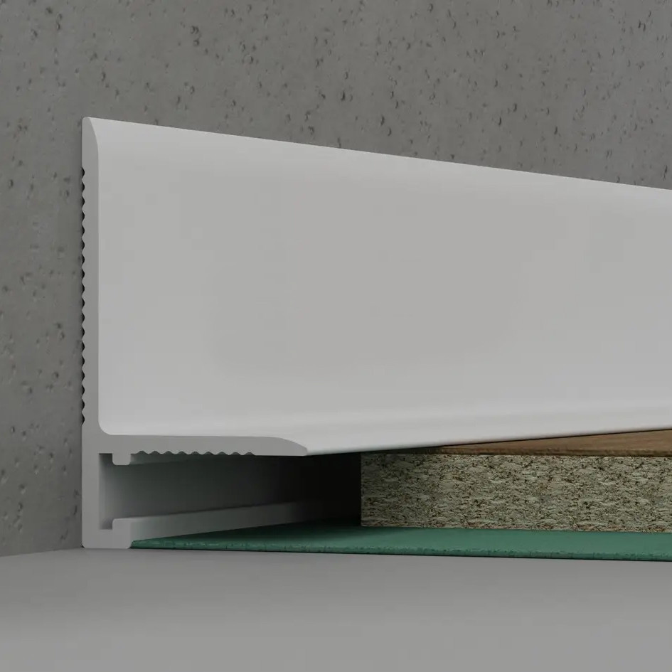 Антиплінтус високий алюмінієвий профіль білий, фото 1