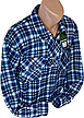 Чоловіча сорочка фланель з начосом Hetai vd-0112 класична синя, тепла картата чоловіча сорочка на зиму 3XL, фото 8