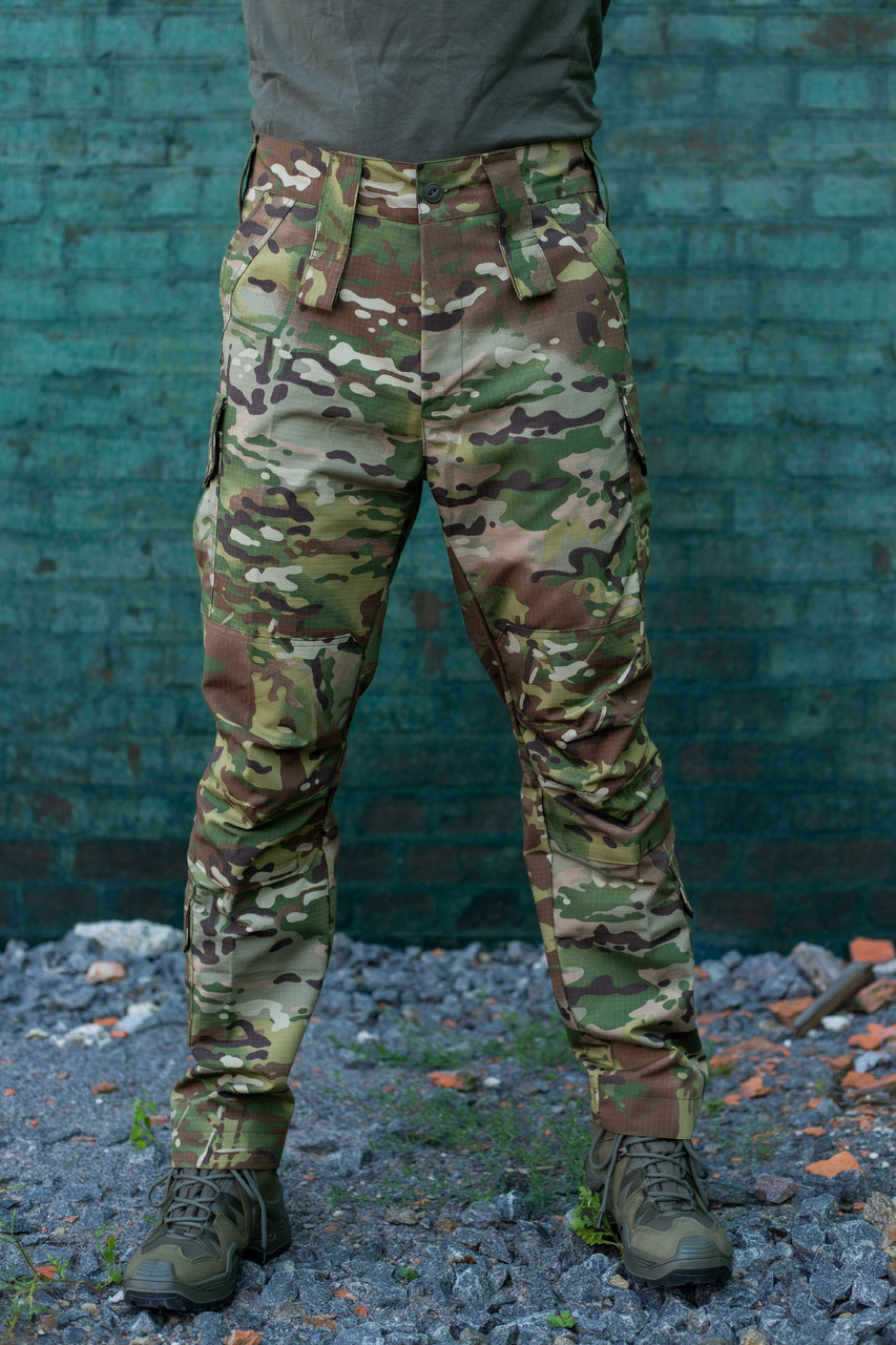 Штани тактичні Грифон Мультикам ріпстоп з резинкою під коліном, чоловічі камуфляжні штани, фото 1