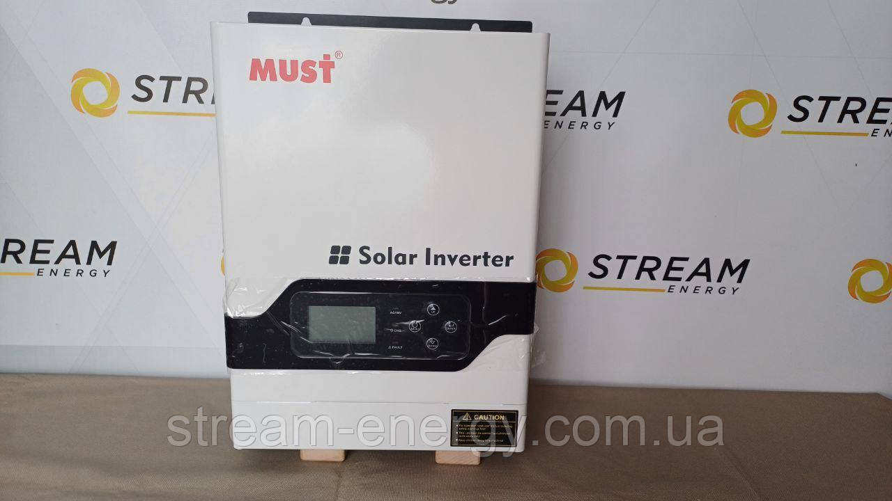 Гібридний інвертор 3.2кВт MUST PV18-3224VPM, 3200W, 24V, ток заряда 60A, для дому, офісу, сонячних батарей, для акб LiFePO4, фото 1