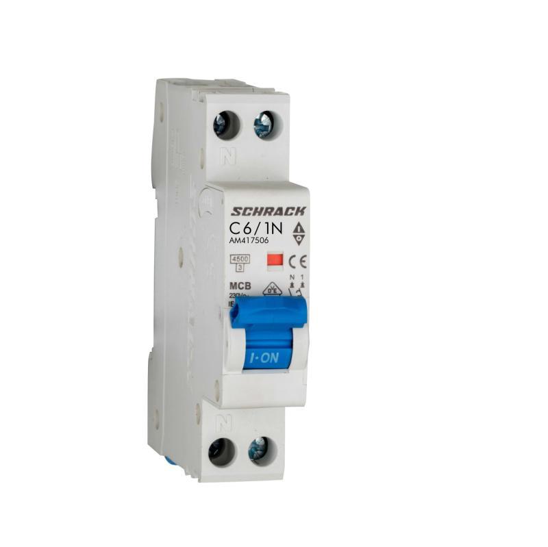 Авт. вимк. AMPARO С6А 1P+N 4.5кА, 1ШМ