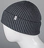 Безшовна шапка на флісі з відворотом (С2324), Графіт, фото 3