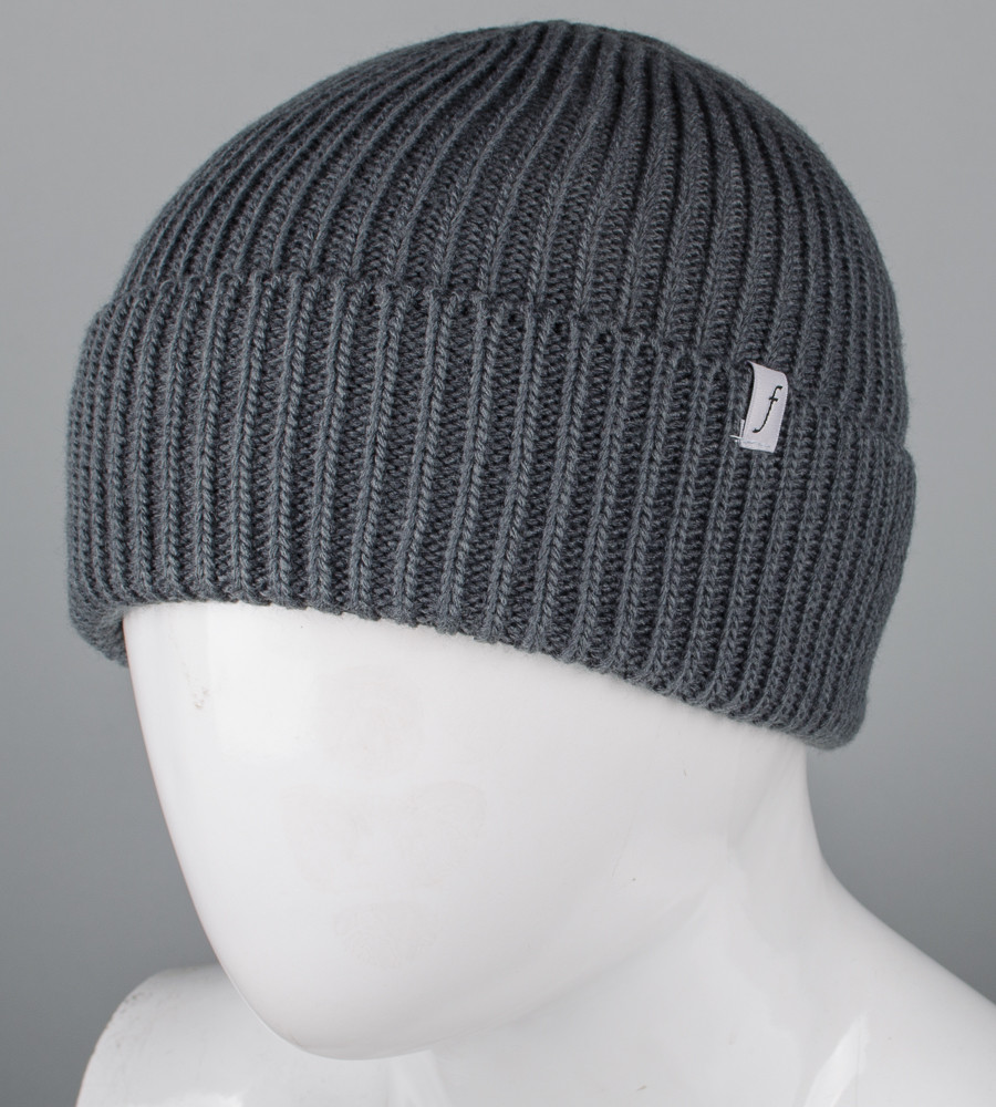 Безшовна шапка на флісі з відворотом (С2324), Графіт, фото 1