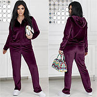 Женский велюровый спортивный костюм кофта на молнии +прямые штаны большие размеры Р-46-48, 50-52, 54-56, 58-60
