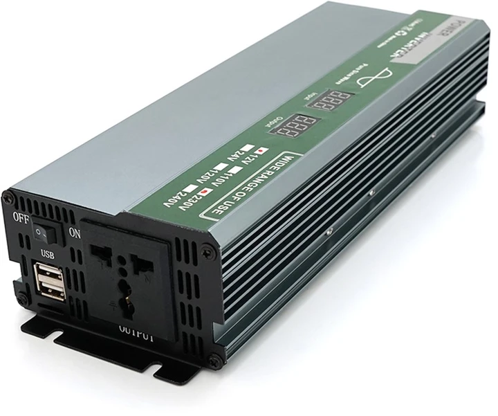 Інвертор напруги Demuda DMDPSW-800W, 12V/220V, 800 W з правильною синусоїдою, 1 універсальна троянда