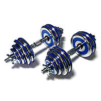 Гантелі збірні 2 шт х 15 кг з блакитним демпфером HA-DD30 blue