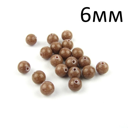Намистини Нефрит 6мм Коричневий 1шт NKN002-3, фото 1