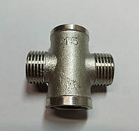 Хрестовина 1/2"в х 1/2"н х 1/2"в х 1/2"н з покриттям (нікель)
