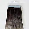 Натуральне Слов'янське Волосся на Стрічках 55-60 см 100 грам, Омбре №1B-Grey, фото 5