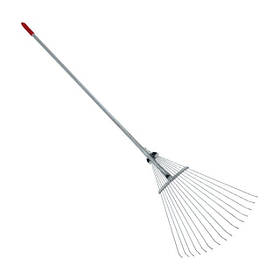 Граблі віялові 15 прутів, металева рукоятка, регулювання ширини робочої поверхні (30-50 см) INTERTOOL FT-3004 pwtl