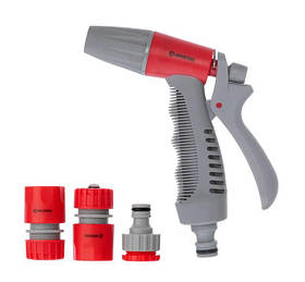 Пістолет-розпилювач для поливання з плавним регулюванням потоку води + адаптер універс. із внутрішньою різьбою pwtl