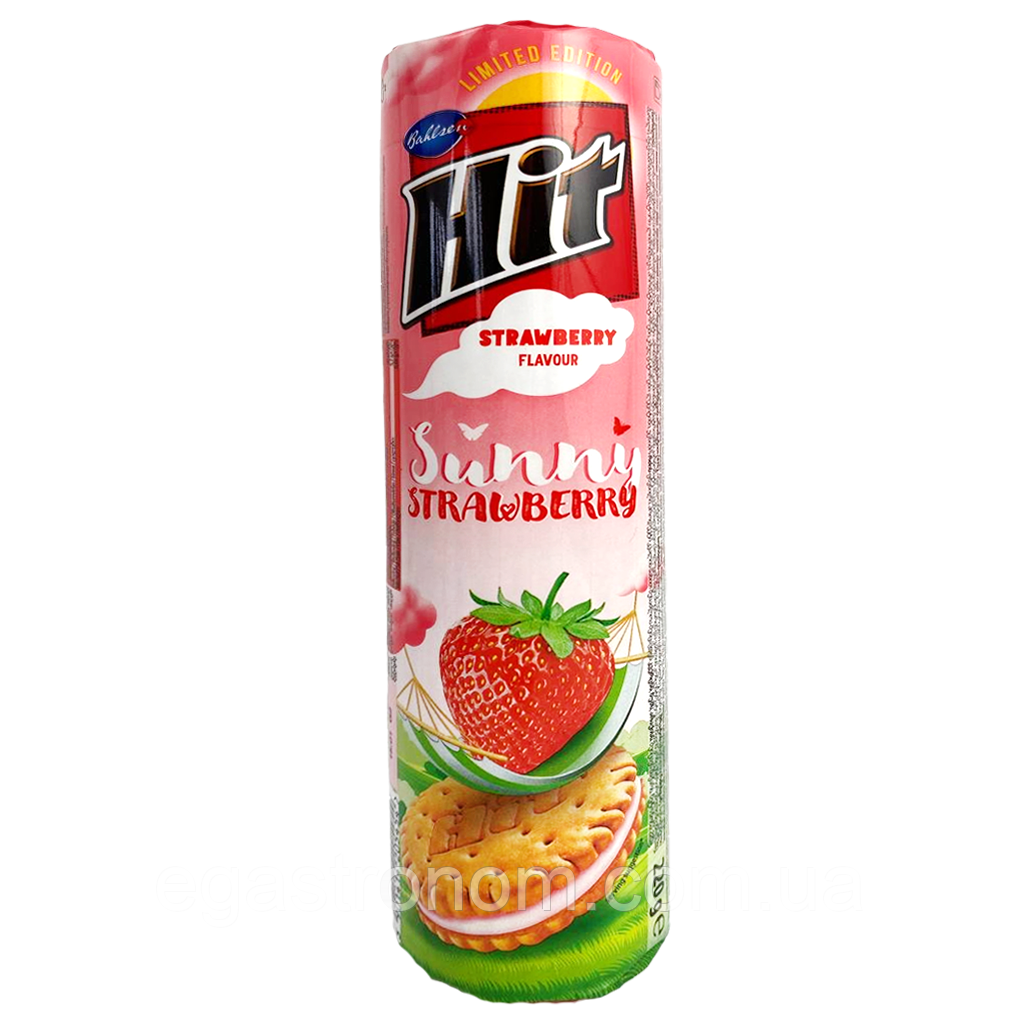 Печиво полуниця Хіт Hit strawberry 220g 24шт/ящ (Код: 00-00016711)