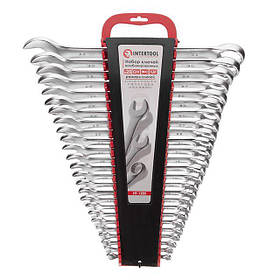 Набір комбінованих ключів INTERTOOL HT-1205, хром-ванадієві ключі 25 шт (6-32 мм), комплект ключів для ремонту