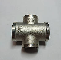 Хрестовина 3/4"в х 1/2"в х 3/4"в х 1/2"в з покриттям (нікель)