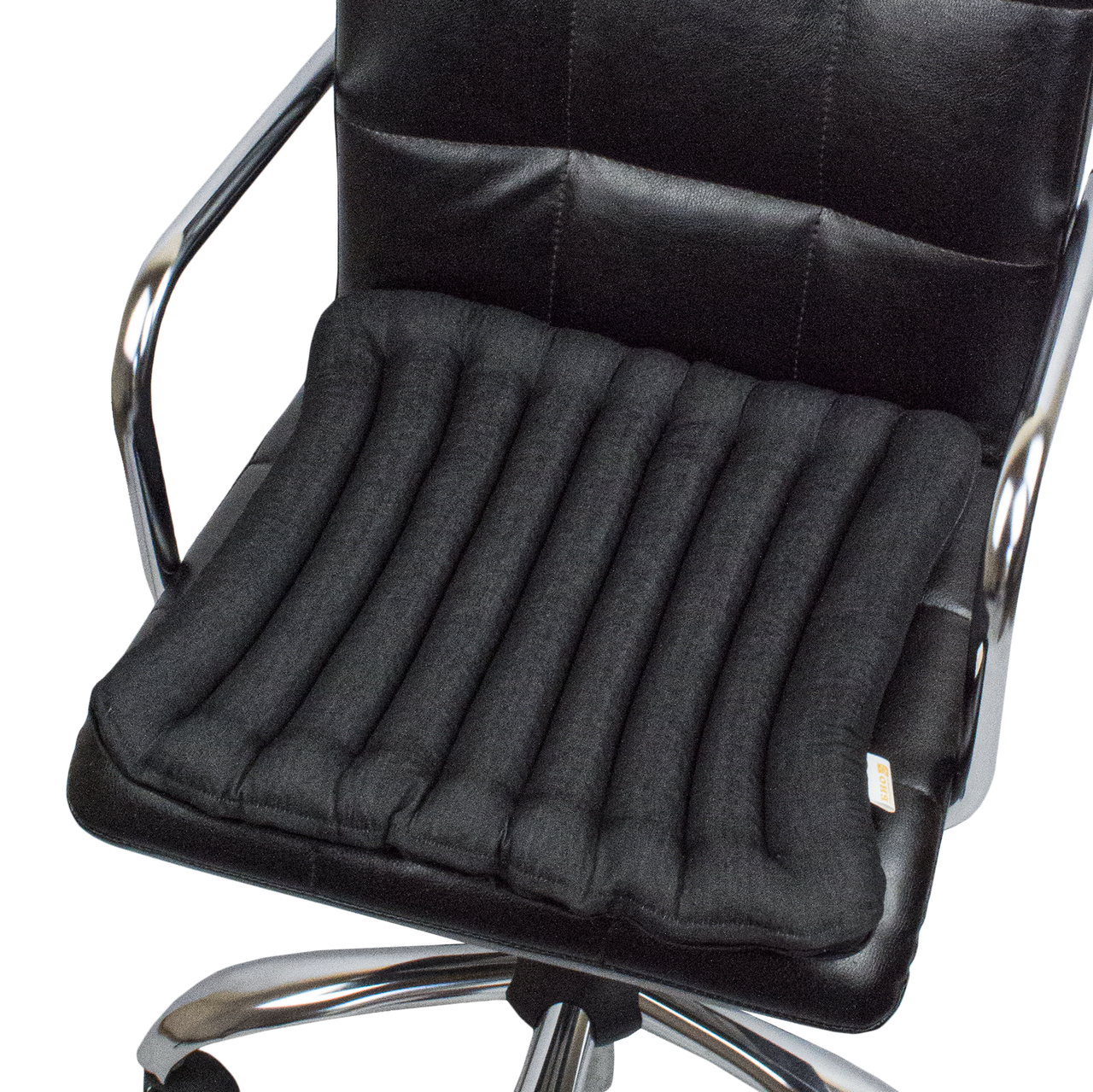 Ортопедичне сидіння з наповнювачем гречане лушпиння Класик 40×40 Чорне Джинс, фото 1