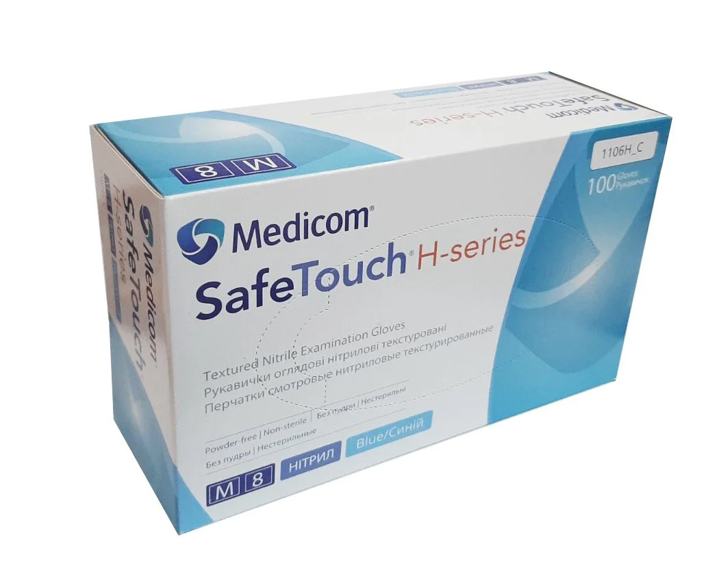 Рукавички нітрилові Medicom Safe Touch H-Series Blue S, 100 шт/уп