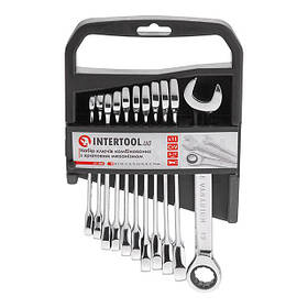 Набір ключів комбінованих з храповим механізмом 11 од., 8-19 мм, Cr-V; PROF DIN3113 INTERTOOL XT-1304 mg