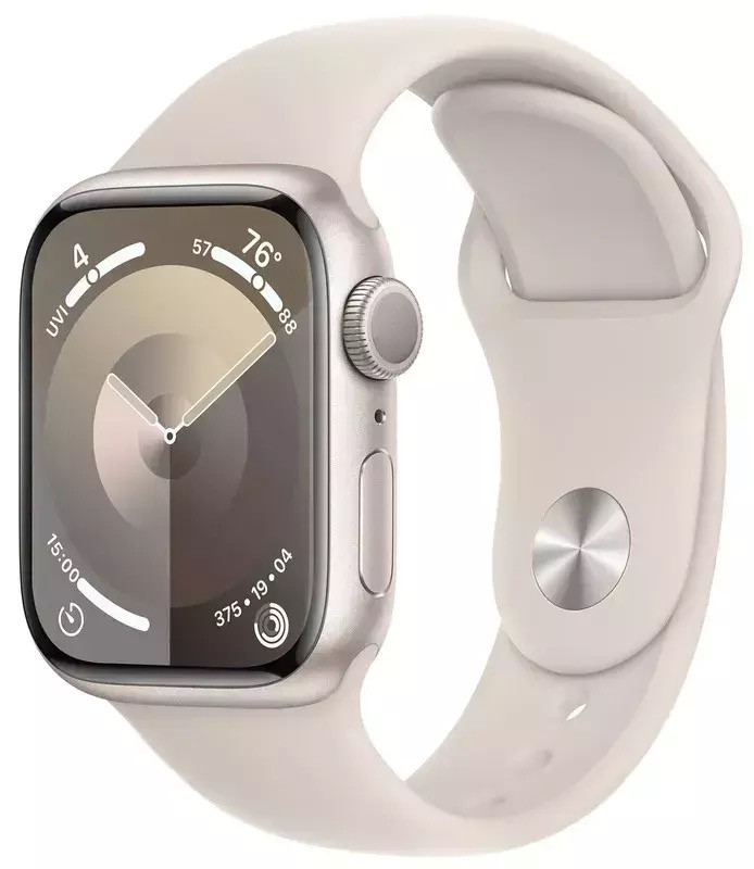 Apple Watch Series 9 45mm Starlight Aluminum Case with Starlight Sport Band S/M (MR963)