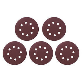 Круг наждаковий самоклейний 125 мм з отворами , папір класу С, густина - 140 г/м², К240, уп. 5 од. INTERTOOL