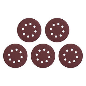 Круг наждаковий самоклейний 125 мм з отворами , папір класу С, густина - 140 г/м², К400, уп. 5 од. INTERTOOL