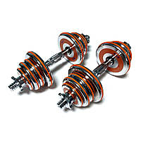 Гантелі збірні 2 шт х 12,5кг з оранжевим демпфером HA-DD10 orange