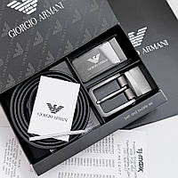 Чоловічий шкіряний ремінь з двома пряжками, подарункове упакування GA (314)