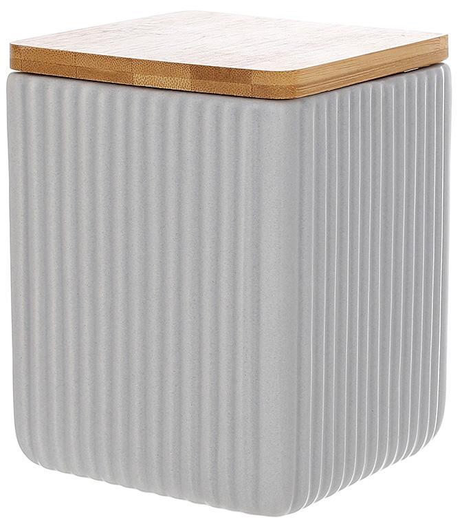 Банка Merceyl "Scandi Grey" 900мл greenpharm greenpharm керамічна з бамбуковою кришкою, сіра, фото 1