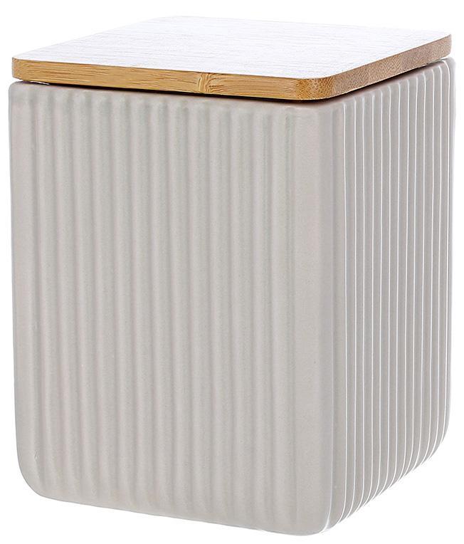 Банка Merceyl "Scandi Beige" 900мл greenpharm greenpharm керамічна з бамбуковою кришкою, бежева, фото 1