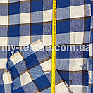 Сорочкова тканина Байка клітина Фланель 220 grm Блакитний коричневий з білим, фото 2