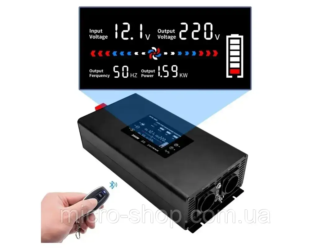 Інвертор DatouBoss DN-03 DC-AC 24-220V (2000/4000W) з чистою синусоїдою