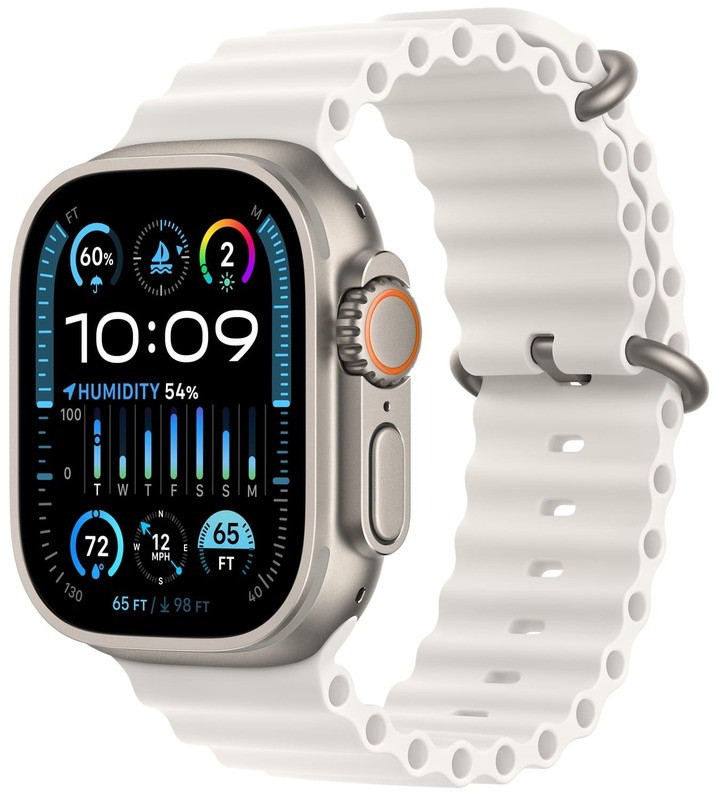 Apple Watch Ultra 2 49mm GPS + LTE Titanium Case with White Ocean Band (MREJ3)