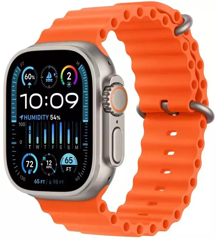 Apple Watch Ultra 2 49mm GPS + LTE Titanium Case with Orange Ocean Band (MREH3)