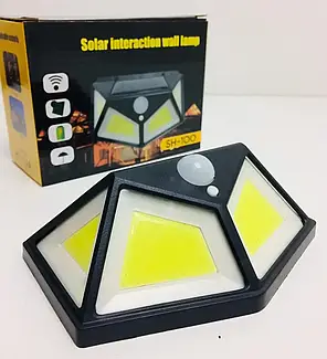 Вуличний ліхтар на сонячній батареї з датчиком руху Solar Wall Lamp SH-100 чорний, фото 1