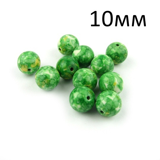 Намистини Нефрит 10мм Зелений 1шт NKN001-7, фото 1