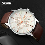 Чоловічий годинник з хронографом Skmei 9103WTBN White-Brown, фото 3