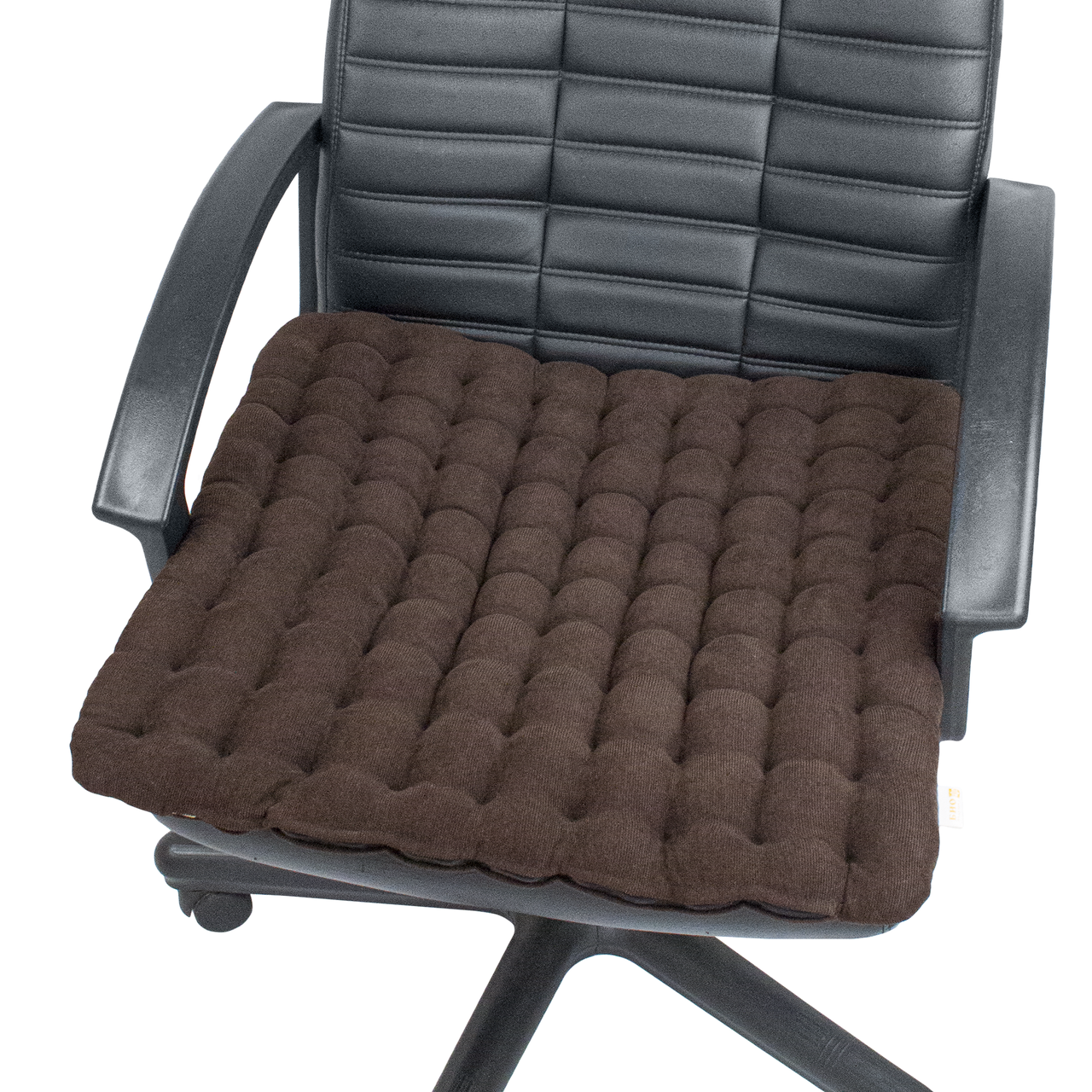 Ортопедичне сидіння з наповнювачем гречане лушпиння Бос 50×50 Коричневе Вельвет, фото 1