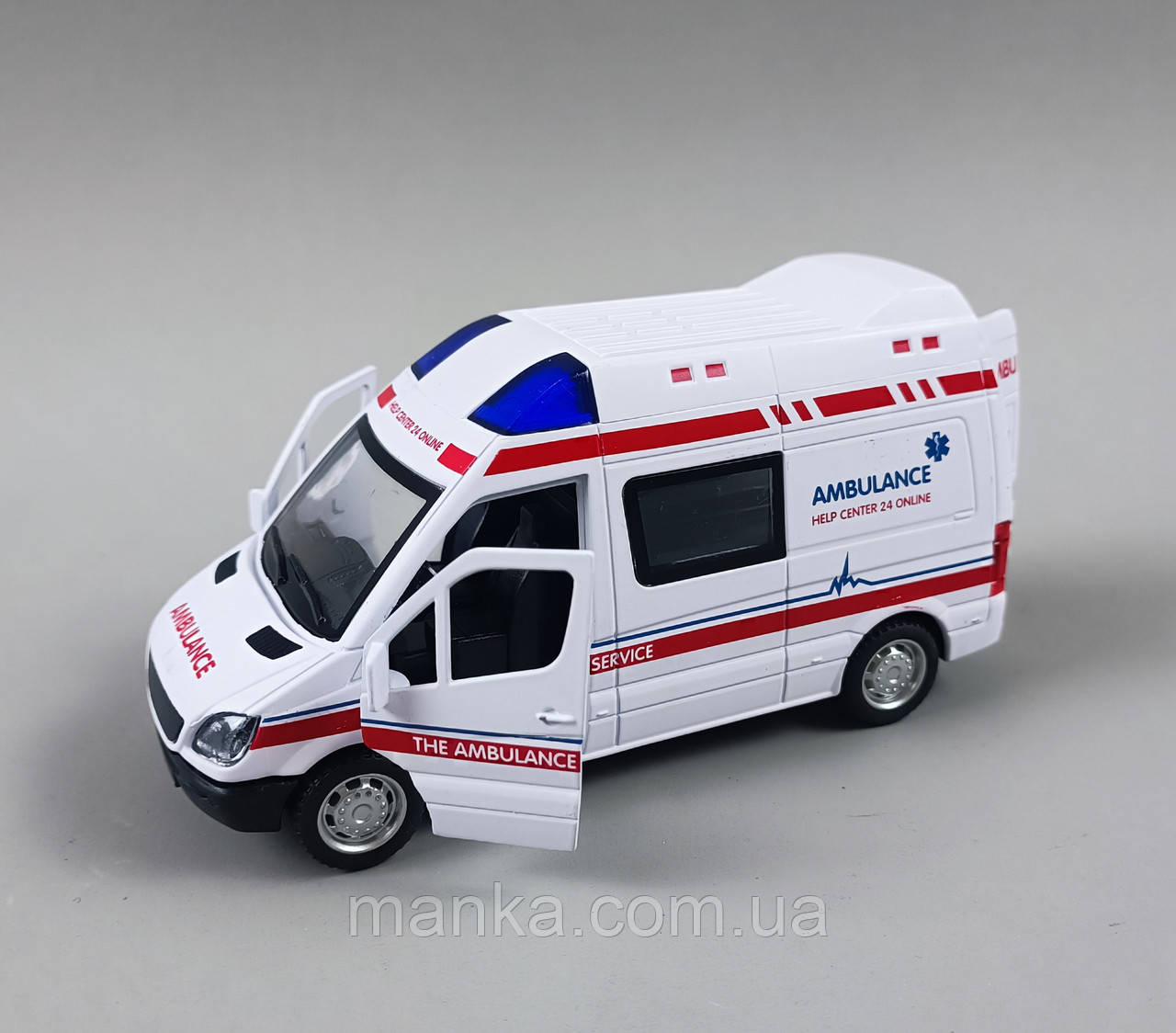 Машинка металопластикова Швидка допомога "Ambulance" музична 14 см CLM-61K, фото 1