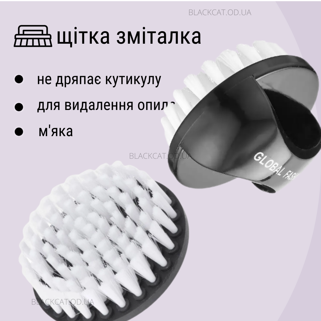 Щіточка зміталка для нігтів для змітання манікюрного пилу чорна кругла Global Fashion