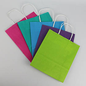 Крафт Подарункові Пакети Кольорові 180*100*220 мм Набір 15 шт Святкові Дитячі Подарункові Пакети Яскраві