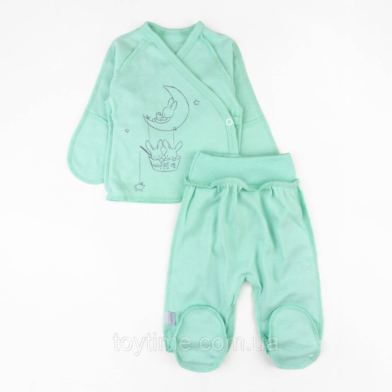 Комплект сорочка повзуни для новонароджених Зайчики, фото 1