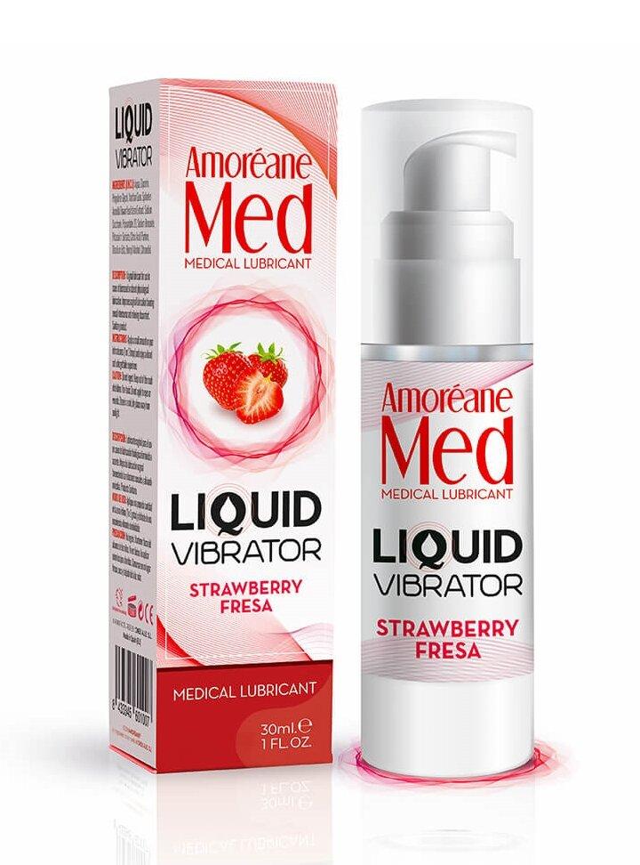 Стимулюючий лубрикант від Amoreane Med: Liquid vibrator - Strawberry (рідкий вібратор), 30 ml