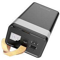 Зовнішній акумулятор borofone bj18a 30000 mah 2 usb tape-c з дисплеєм і ліхтариком Power bank для ґаджетів