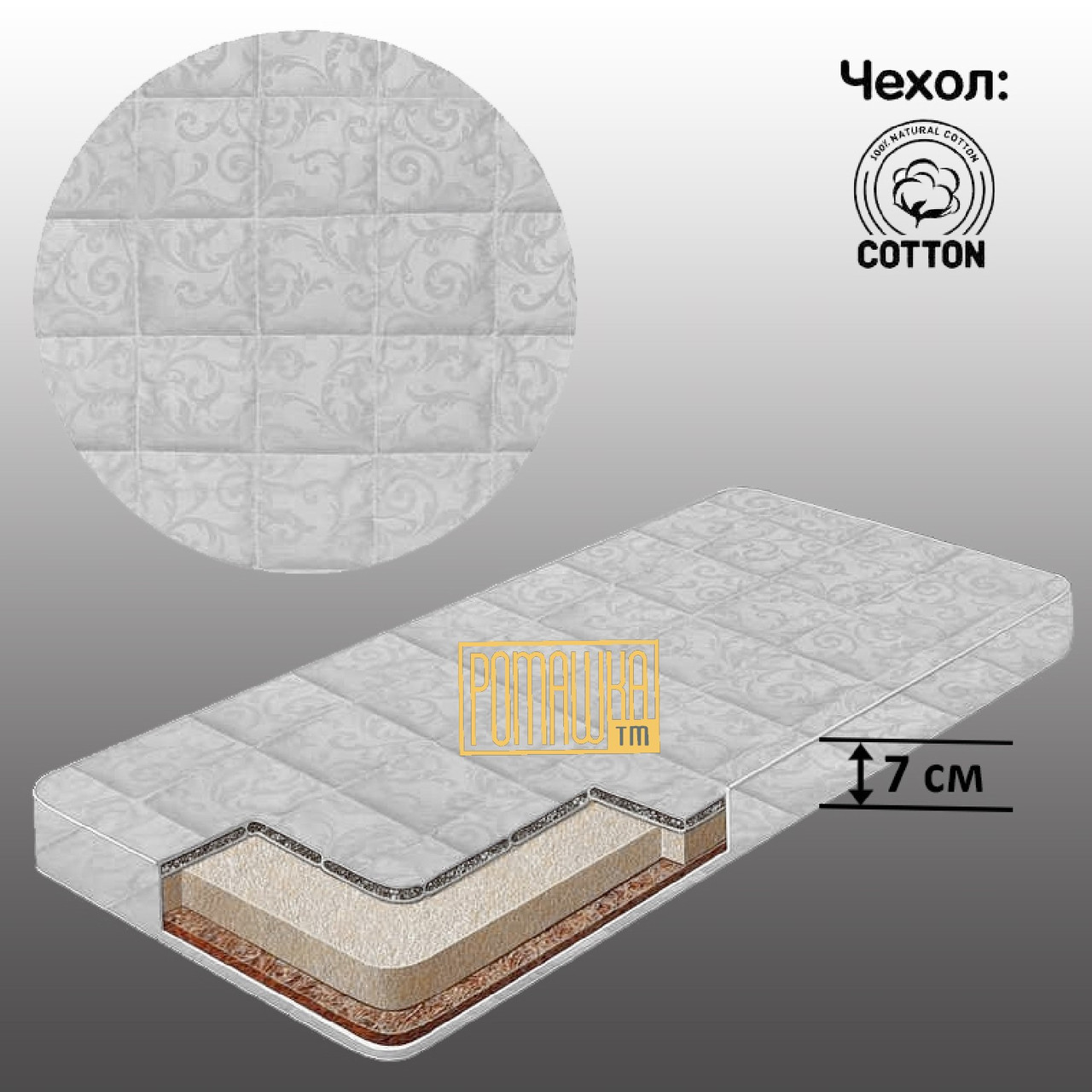 Матрац для ліжечка двосторонній 120х60х7 ортопедичний з гречаним лушпинням новонародженим Білий (2352БЛ7)