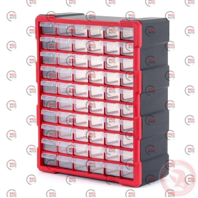 Органайзер стаціонарний з висувними осередками 19" 475х380х160 мм, 60 шт (60 малих) (Intertool)