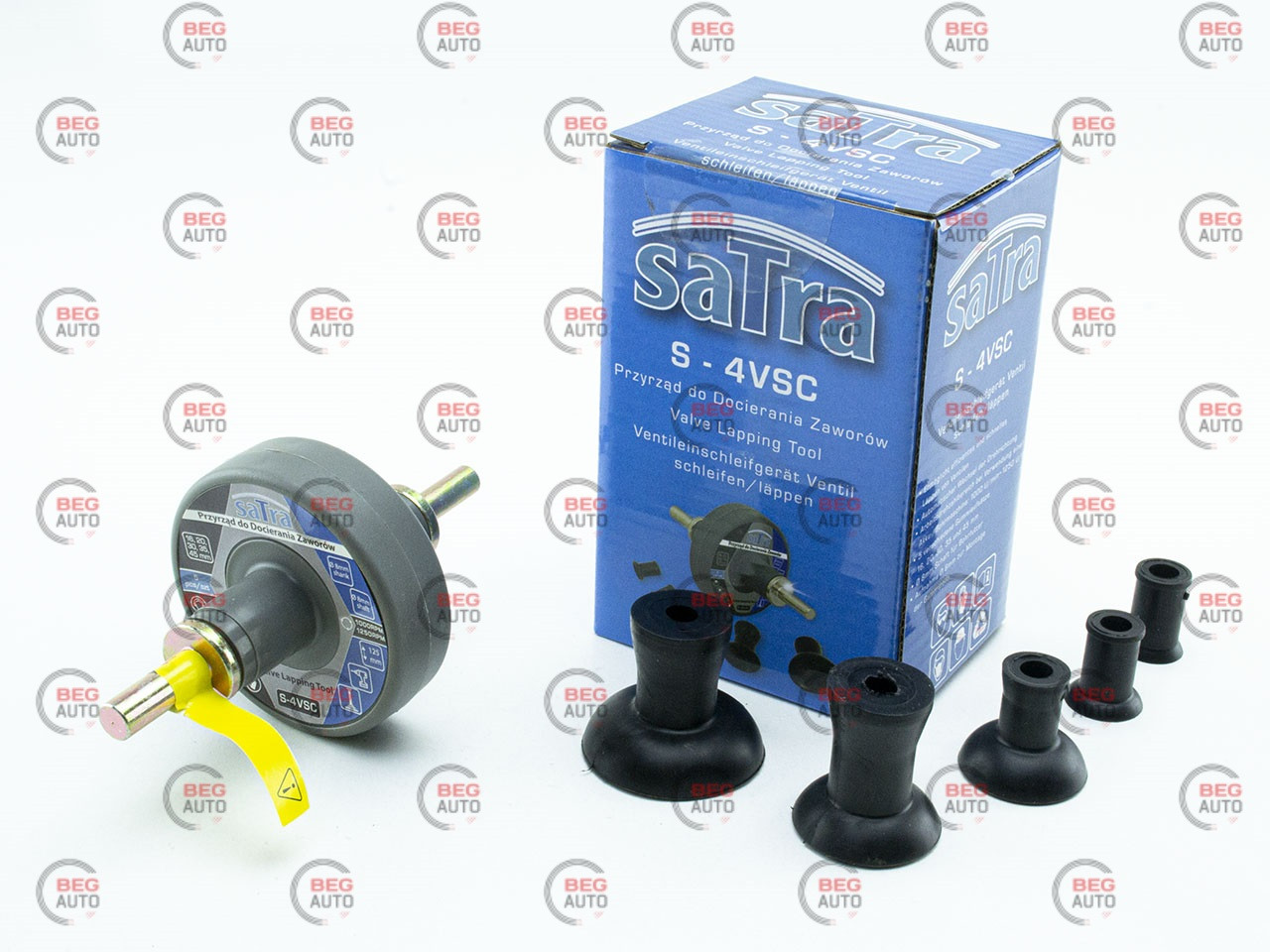 Пристрій для притирання клапанів на дриль, 5 насадок (Satra)
